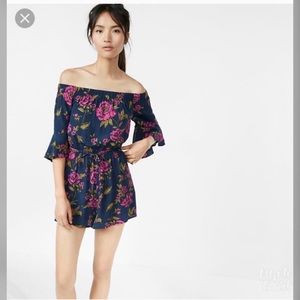Express off the shoulder flowers romper